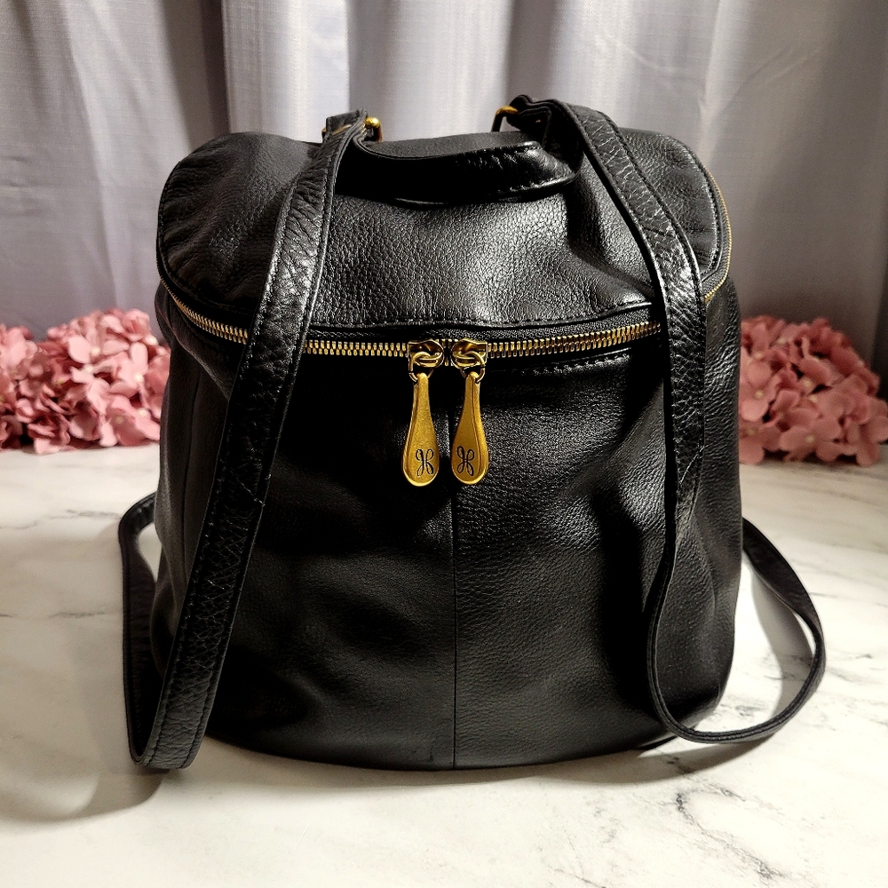 HOBO 'River' Black Pebbled Leather Convertible Purse/Backpack